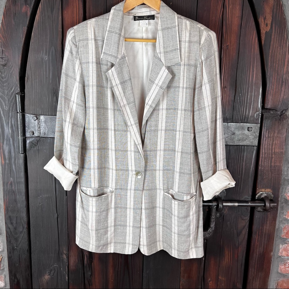 Vintage linen stripe blazer 12